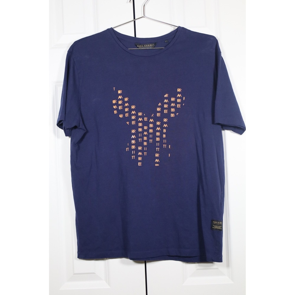 Rare‎ Rabbit Gentleman Liquid Cotton Graphic T-Shirt Navy Blue Mens Large